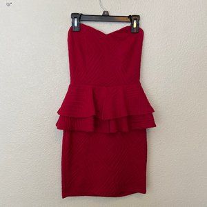 Strapless Red Peplum Dress